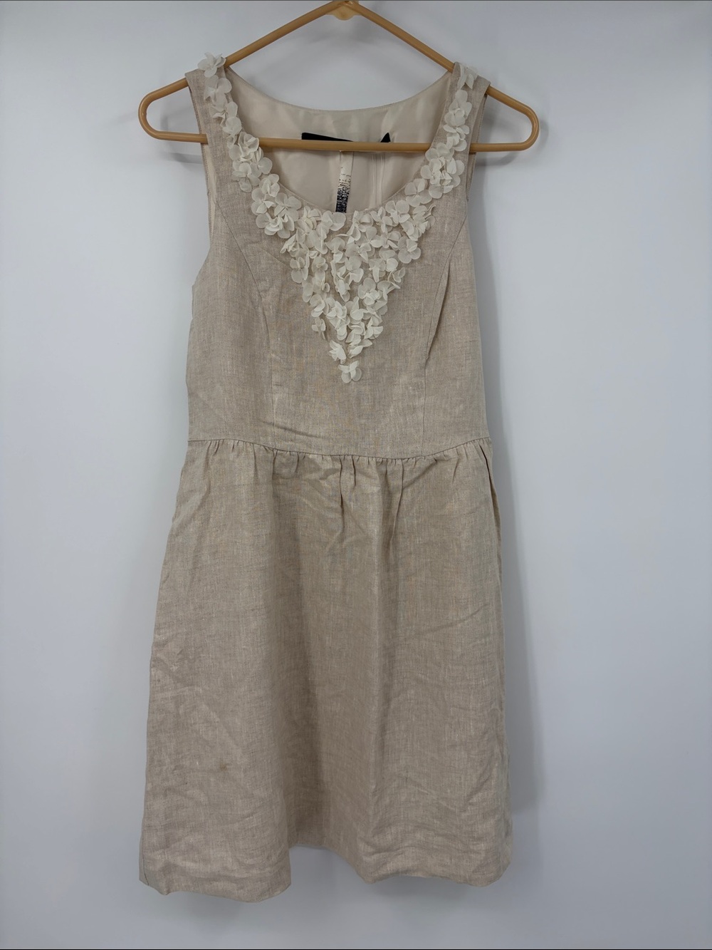 Kensie Tan Linen Midi Dress Size Small